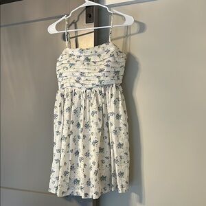 Floral White and Blue Dress